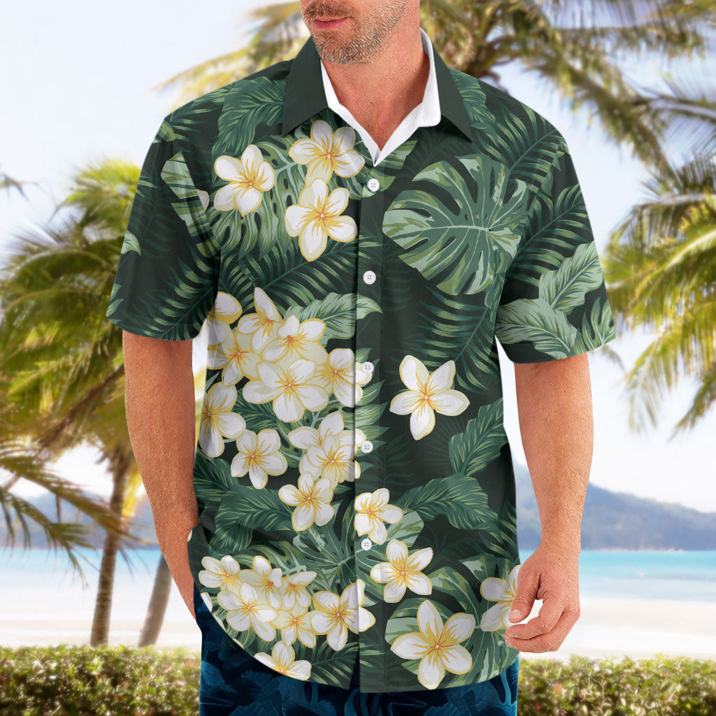 Hawaii Plumeria Tropical Leaves Hawaiian Shirt Monstera Calathea Palm Fronds LT01 - Polynesian Pride