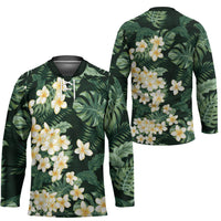 Hawaii Plumeria Tropical Leaves Hockey Jersey Monstera Calathea Palm Fronds LT01 - Polynesian Pride
