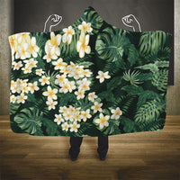 Hawaii Plumeria Tropical Leaves Hooded Blanket Monstera Calathea Palm Fronds LT01 - Polynesian Pride