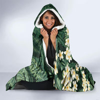 Hawaii Plumeria Tropical Leaves Hooded Blanket Monstera Calathea Palm Fronds LT01 - Polynesian Pride
