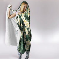 Hawaii Plumeria Tropical Leaves Hooded Blanket Monstera Calathea Palm Fronds LT01 - Polynesian Pride