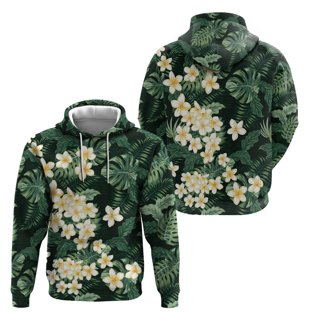 Hawaii Plumeria Tropical Leaves Hoodie Monstera Calathea Palm Fronds LT01 - Polynesian Pride