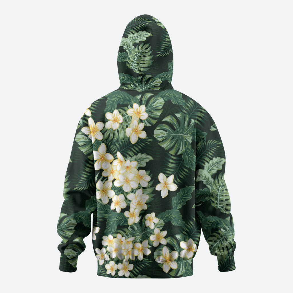 Hawaii Plumeria Tropical Leaves Hoodie Monstera Calathea Palm Fronds LT01 - Polynesian Pride