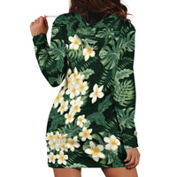 Hawaii Plumeria Tropical Leaves Hoodie Dress Monstera Calathea Palm Fronds LT01 - Polynesian Pride