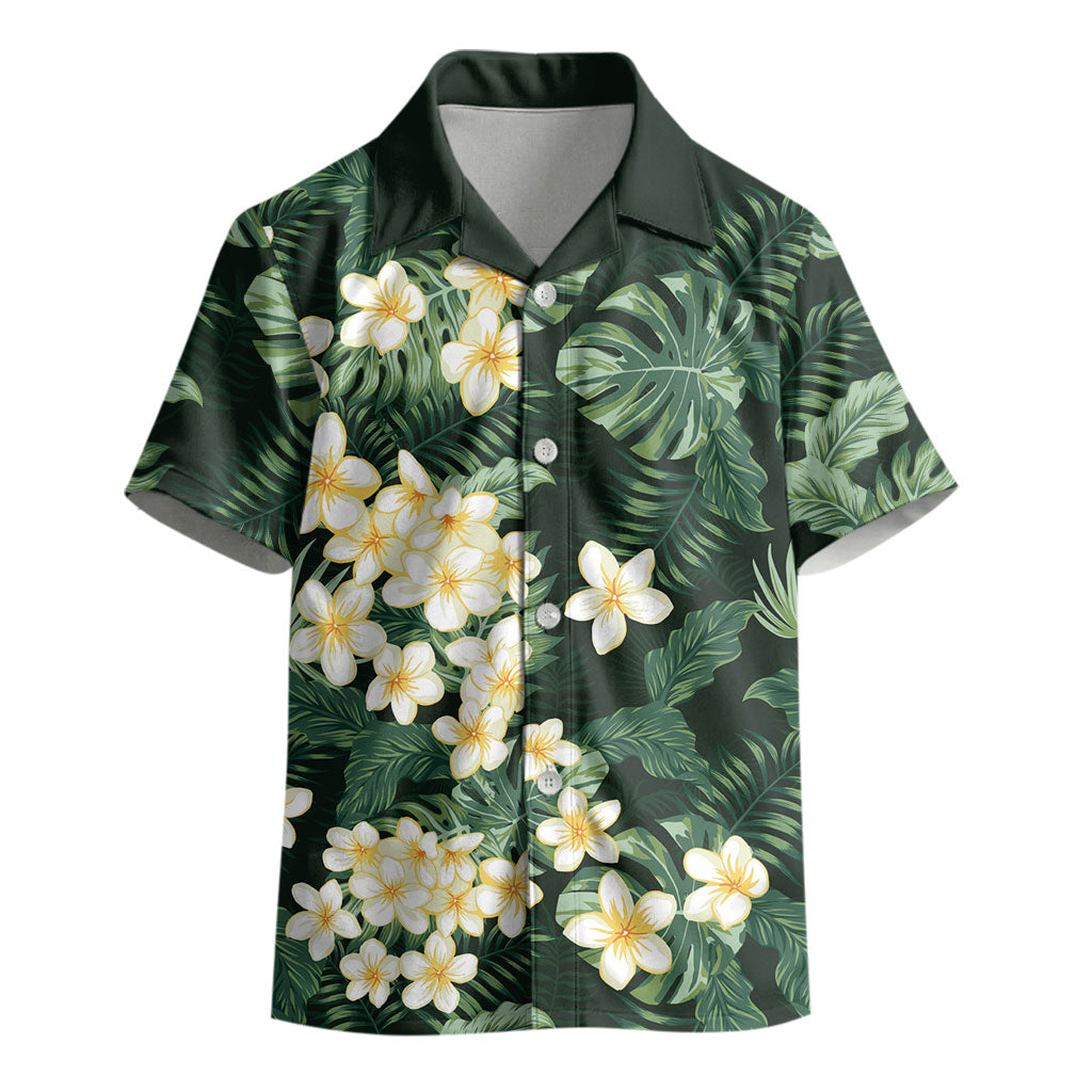 Hawaii Plumeria Tropical Leaves Kid Hawaiian Shirt Monstera Calathea Palm Fronds LT01 - Polynesian Pride