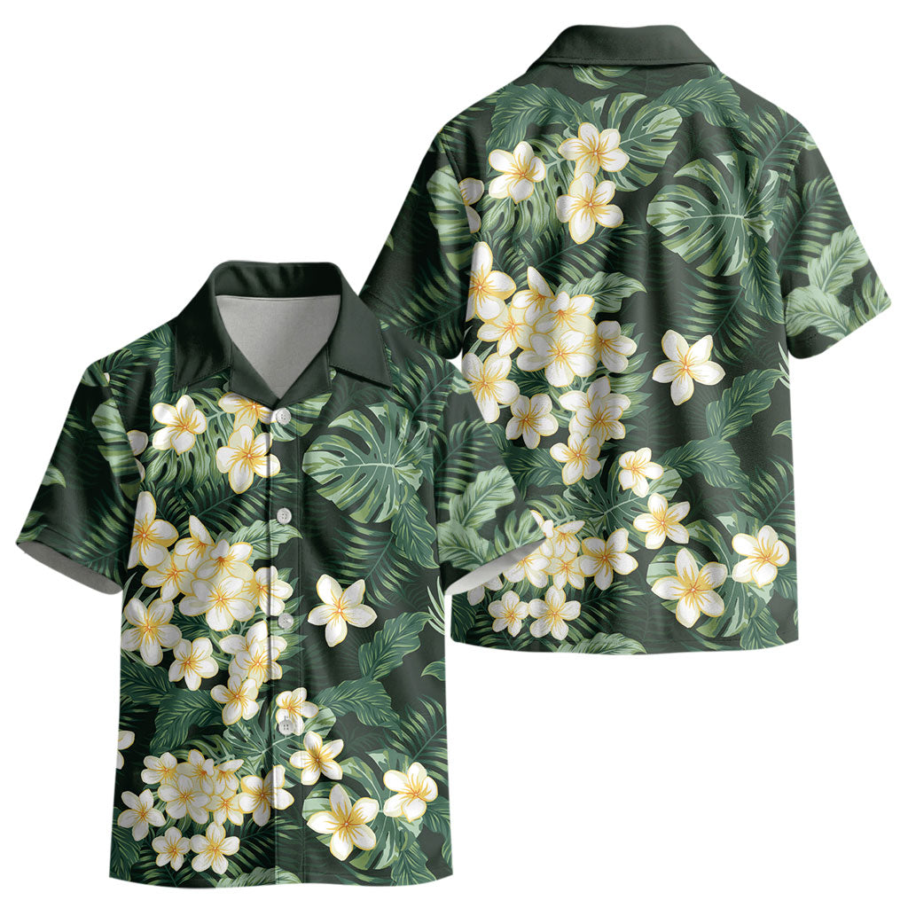 Hawaii Plumeria Tropical Leaves Kid Hawaiian Shirt Monstera Calathea Palm Fronds LT01 - Polynesian Pride