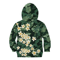 Hawaii Plumeria Tropical Leaves Kid Hoodie Monstera Calathea Palm Fronds LT01 - Polynesian Pride