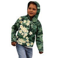 Hawaii Plumeria Tropical Leaves Kid Hoodie Monstera Calathea Palm Fronds LT01 - Polynesian Pride