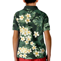Hawaii Plumeria Tropical Leaves Kid Polo Shirt Monstera Calathea Palm Fronds LT01 - Polynesian Pride