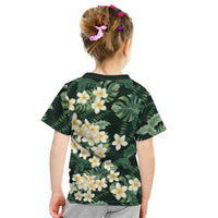 Hawaii Plumeria Tropical Leaves Kid T Shirt Monstera Calathea Palm Fronds LT01 - Polynesian Pride