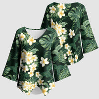 Hawaii Plumeria Tropical Leaves Kimono Sleeve Blouse Monstera Calathea Palm Fronds LT01 - Polynesian Pride