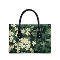 Hawaii Plumeria Tropical Leaves Leather Bag Monstera Calathea Palm Fronds LT01 - Polynesian Pride
