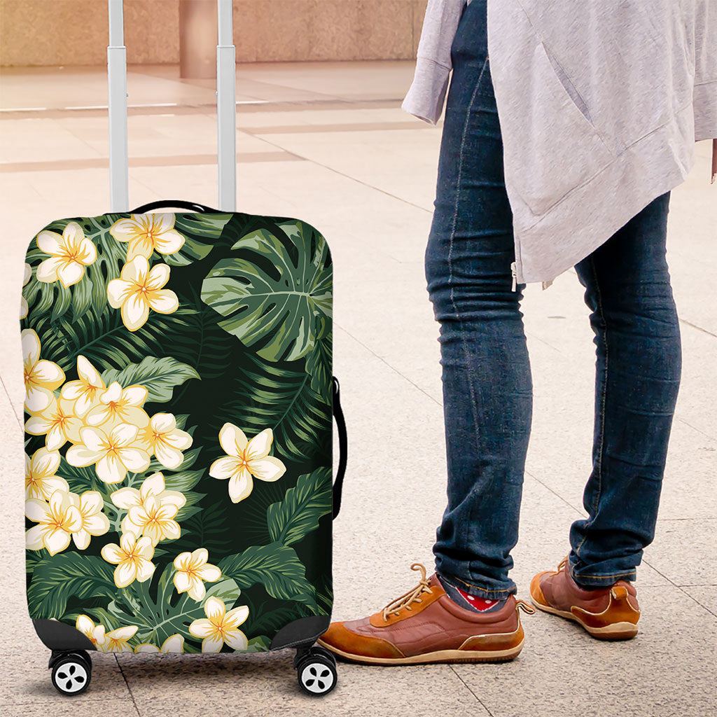 Hawaii Plumeria Tropical Leaves Luggage Cover Monstera Calathea Palm Fronds LT01 Green - Polynesian Pride