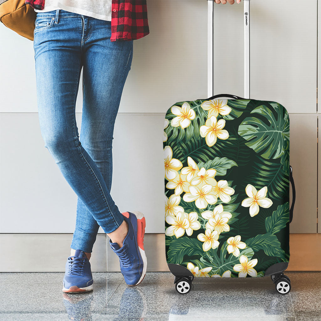 Hawaii Plumeria Tropical Leaves Luggage Cover Monstera Calathea Palm Fronds LT01 - Polynesian Pride
