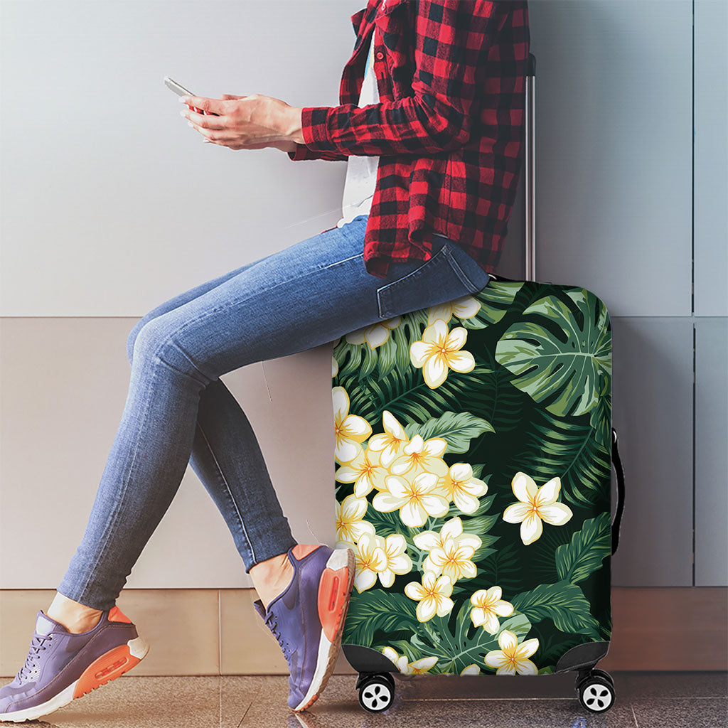 Hawaii Plumeria Tropical Leaves Luggage Cover Monstera Calathea Palm Fronds LT01 - Polynesian Pride