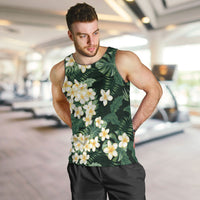 Hawaii Plumeria Tropical Leaves Men Tank Top Monstera Calathea Palm Fronds LT01 Green - Polynesian Pride