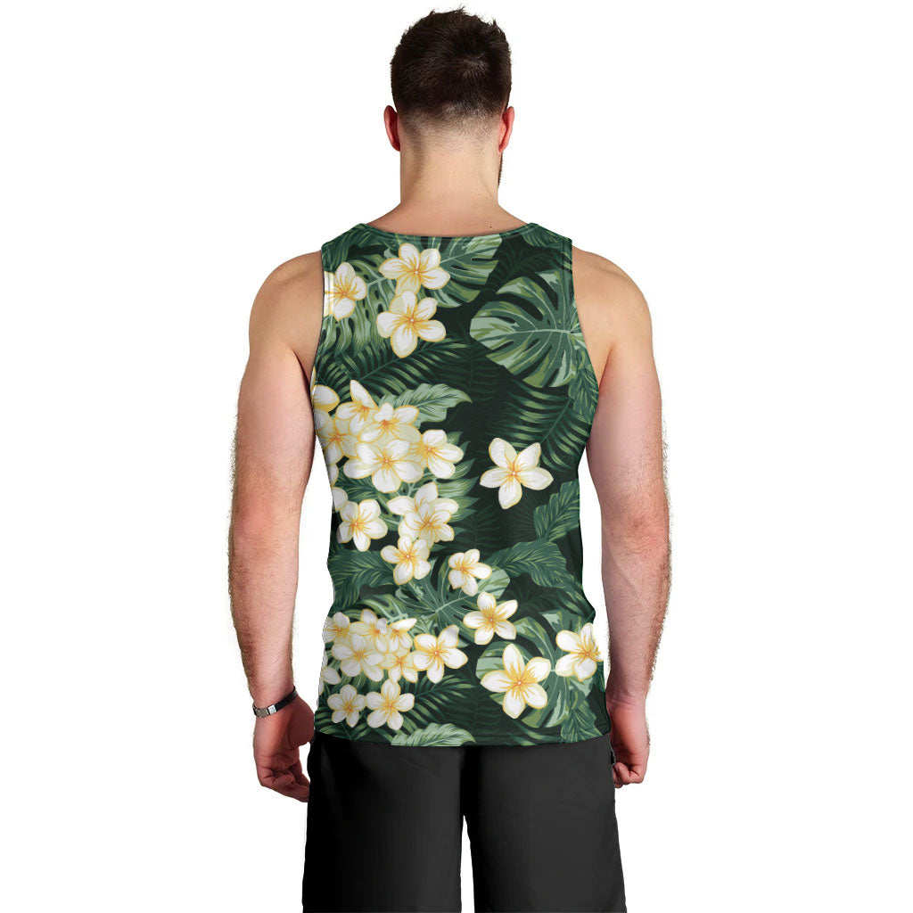 Hawaii Plumeria Tropical Leaves Men Tank Top Monstera Calathea Palm Fronds LT01 - Polynesian Pride