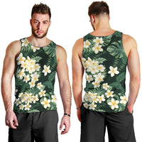 Hawaii Plumeria Tropical Leaves Men Tank Top Monstera Calathea Palm Fronds LT01 - Polynesian Pride