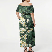 Hawaii Plumeria Tropical Leaves Off Shoulder Maxi Dress Monstera Calathea Palm Fronds LT01 - Polynesian Pride