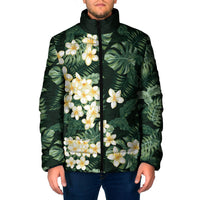 Hawaii Plumeria Tropical Leaves Padded Jacket Monstera Calathea Palm Fronds LT01 Men Green - Polynesian Pride