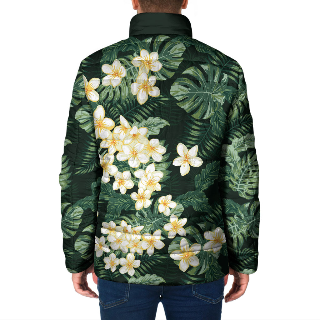 Hawaii Plumeria Tropical Leaves Padded Jacket Monstera Calathea Palm Fronds LT01 - Polynesian Pride