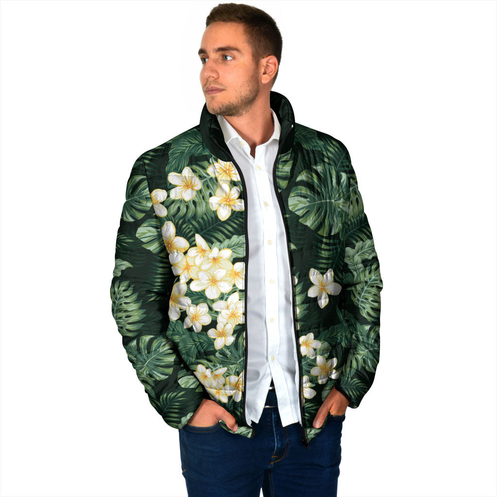 Hawaii Plumeria Tropical Leaves Padded Jacket Monstera Calathea Palm Fronds LT01 - Polynesian Pride