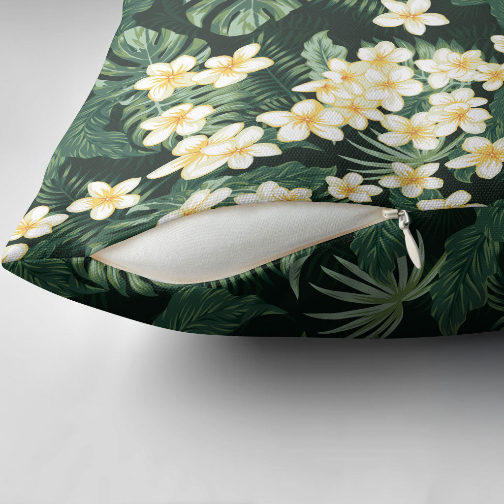 Hawaii Plumeria Tropical Leaves Pillow Cover Monstera Calathea Palm Fronds LT01 - Polynesian Pride