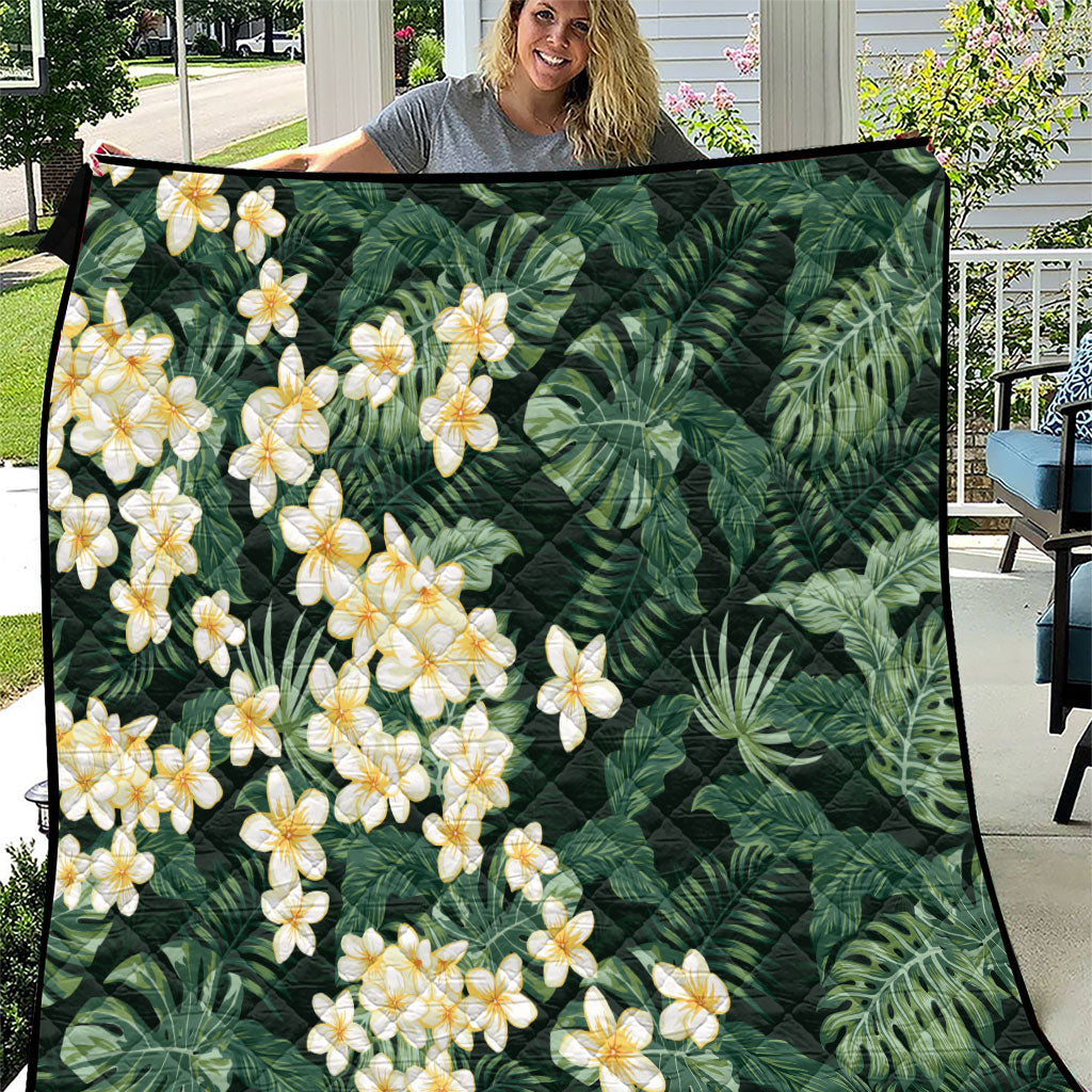 Hawaii Plumeria Tropical Leaves Quilt Monstera Calathea Palm Fronds LT01 Green - Polynesian Pride