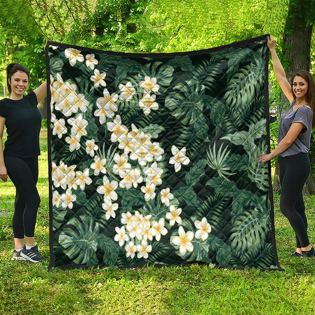 Hawaii Plumeria Tropical Leaves Quilt Monstera Calathea Palm Fronds LT01 - Polynesian Pride