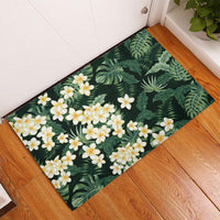 Hawaii Plumeria Tropical Leaves Rubber Doormat Monstera Calathea Palm Fronds LT01 - Polynesian Pride