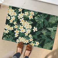 Hawaii Plumeria Tropical Leaves Rubber Doormat Monstera Calathea Palm Fronds LT01 - Polynesian Pride