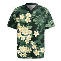 Hawaii Plumeria Tropical Leaves Rugby Jersey Monstera Calathea Palm Fronds LT01 Green - Polynesian Pride