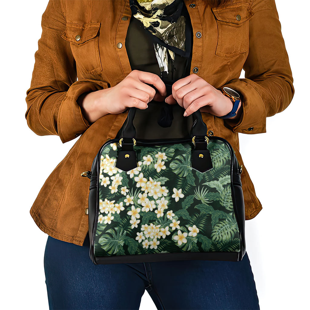 Hawaii Plumeria Tropical Leaves Shoulder Handbag Monstera Calathea Palm Fronds LT01 - Polynesian Pride