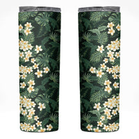 Hawaii Plumeria Tropical Leaves Skinny Tumbler Monstera Calathea Palm Fronds LT01 Green - Polynesian Pride