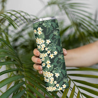 Hawaii Plumeria Tropical Leaves Skinny Tumbler Monstera Calathea Palm Fronds LT01 - Polynesian Pride