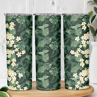 Hawaii Plumeria Tropical Leaves Skinny Tumbler Monstera Calathea Palm Fronds LT01 - Polynesian Pride