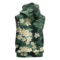 Hawaii Plumeria Tropical Leaves Sleeveless Hoodie Monstera Calathea Palm Fronds LT01 - Polynesian Pride