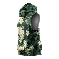 Hawaii Plumeria Tropical Leaves Sleeveless Hoodie Monstera Calathea Palm Fronds LT01 - Polynesian Pride