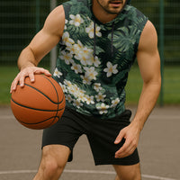 Hawaii Plumeria Tropical Leaves Sleeveless Hoodie Monstera Calathea Palm Fronds LT01 - Polynesian Pride