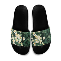 Hawaii Plumeria Tropical Leaves Slide Sandals Monstera Calathea Palm Fronds LT01 Green - Polynesian Pride
