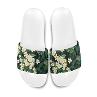 Hawaii Plumeria Tropical Leaves Slide Sandals Monstera Calathea Palm Fronds LT01 Green - Polynesian Pride