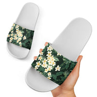 Hawaii Plumeria Tropical Leaves Slide Sandals Monstera Calathea Palm Fronds LT01 - Polynesian Pride