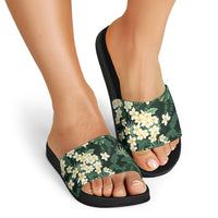 Hawaii Plumeria Tropical Leaves Slide Sandals Monstera Calathea Palm Fronds LT01 - Polynesian Pride