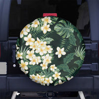 Hawaii Plumeria Tropical Leaves Spare Tire Cover Monstera Calathea Palm Fronds LT01 No hole Green - Polynesian Pride