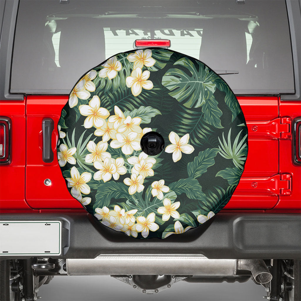 Hawaii Plumeria Tropical Leaves Spare Tire Cover Monstera Calathea Palm Fronds LT01 - Polynesian Pride
