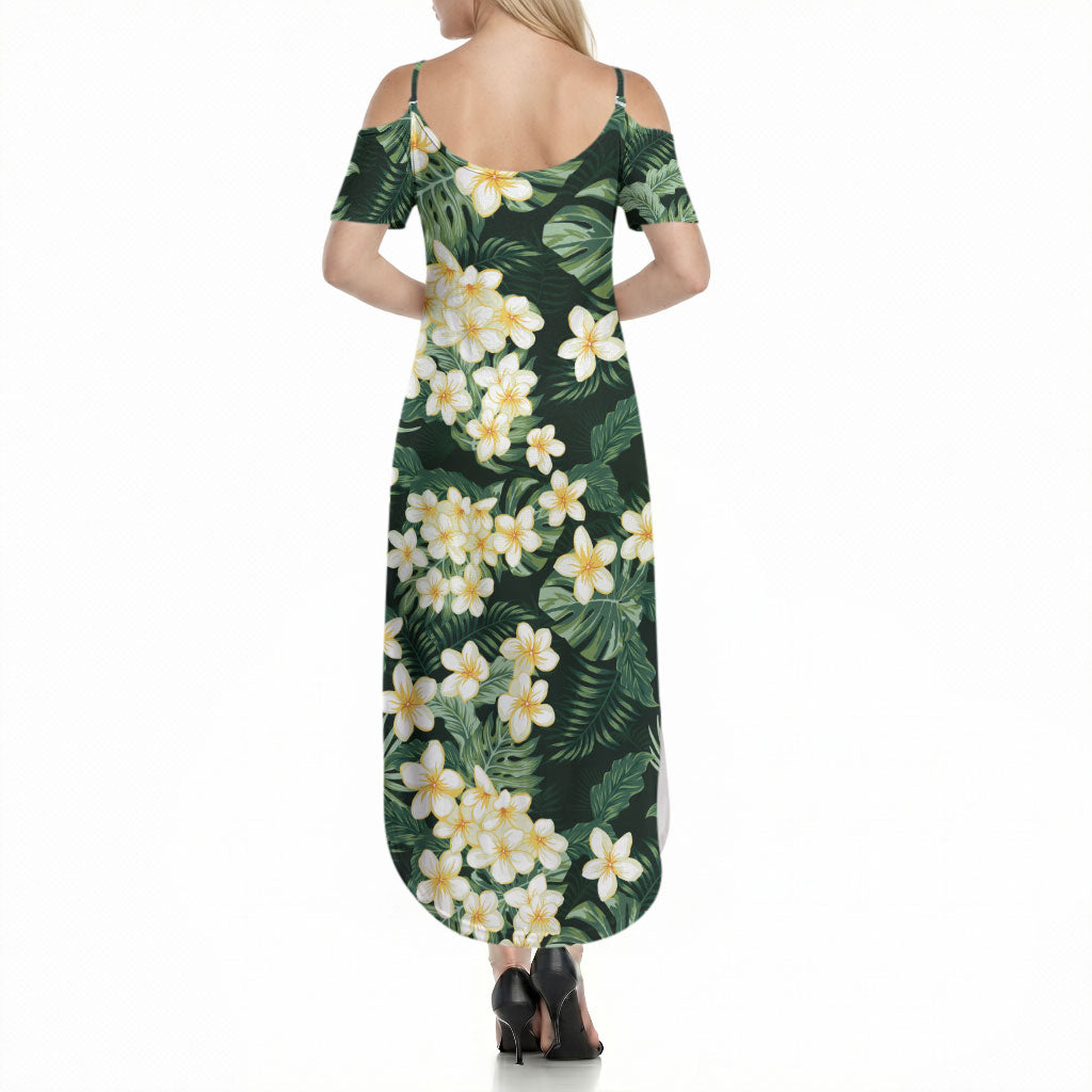 Hawaii Plumeria Tropical Leaves Summer Maxi Dress Monstera Calathea Palm Fronds LT01 - Polynesian Pride
