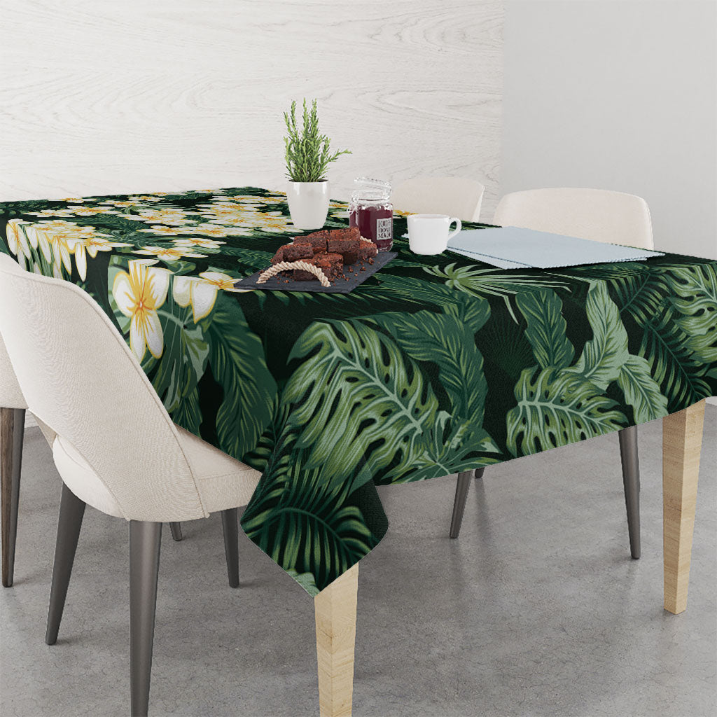 Hawaii Plumeria Tropical Leaves Tablecloth Monstera Calathea Palm Fronds LT01 - Polynesian Pride