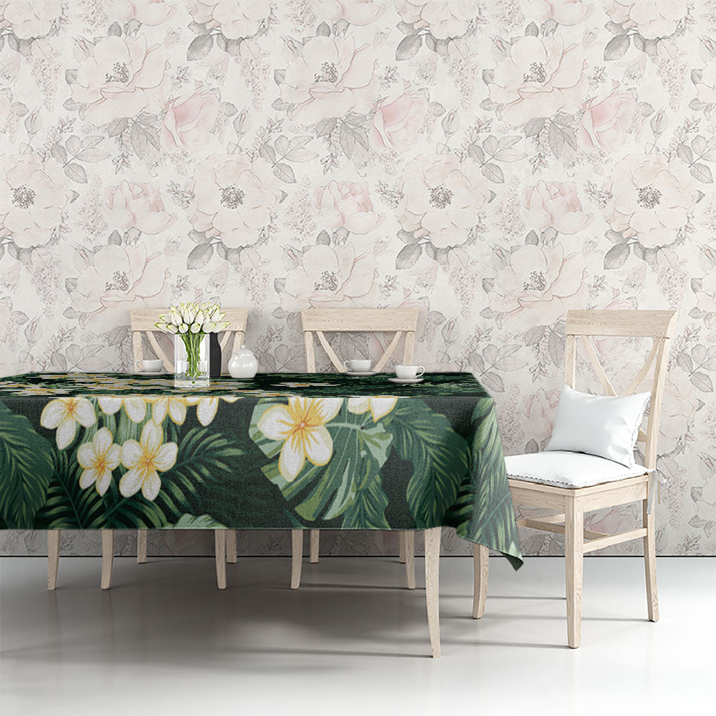 Hawaii Plumeria Tropical Leaves Tablecloth Monstera Calathea Palm Fronds LT01 - Polynesian Pride