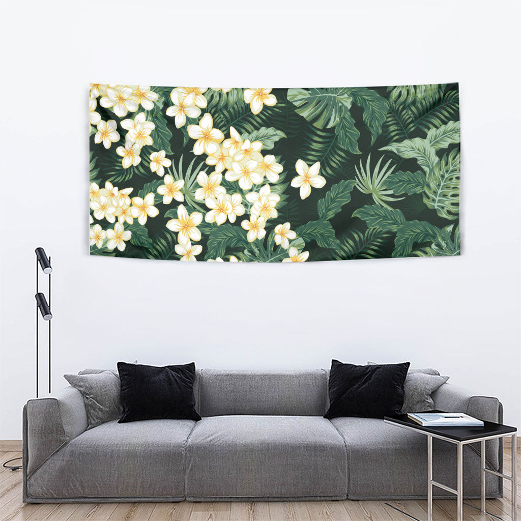 Hawaii Plumeria Tropical Leaves Tapestry Monstera Calathea Palm Fronds LT01 - Polynesian Pride