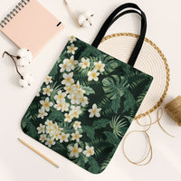Hawaii Plumeria Tropical Leaves Tote Bag Monstera Calathea Palm Fronds LT01 Black Strap One Size Green - Polynesian Pride